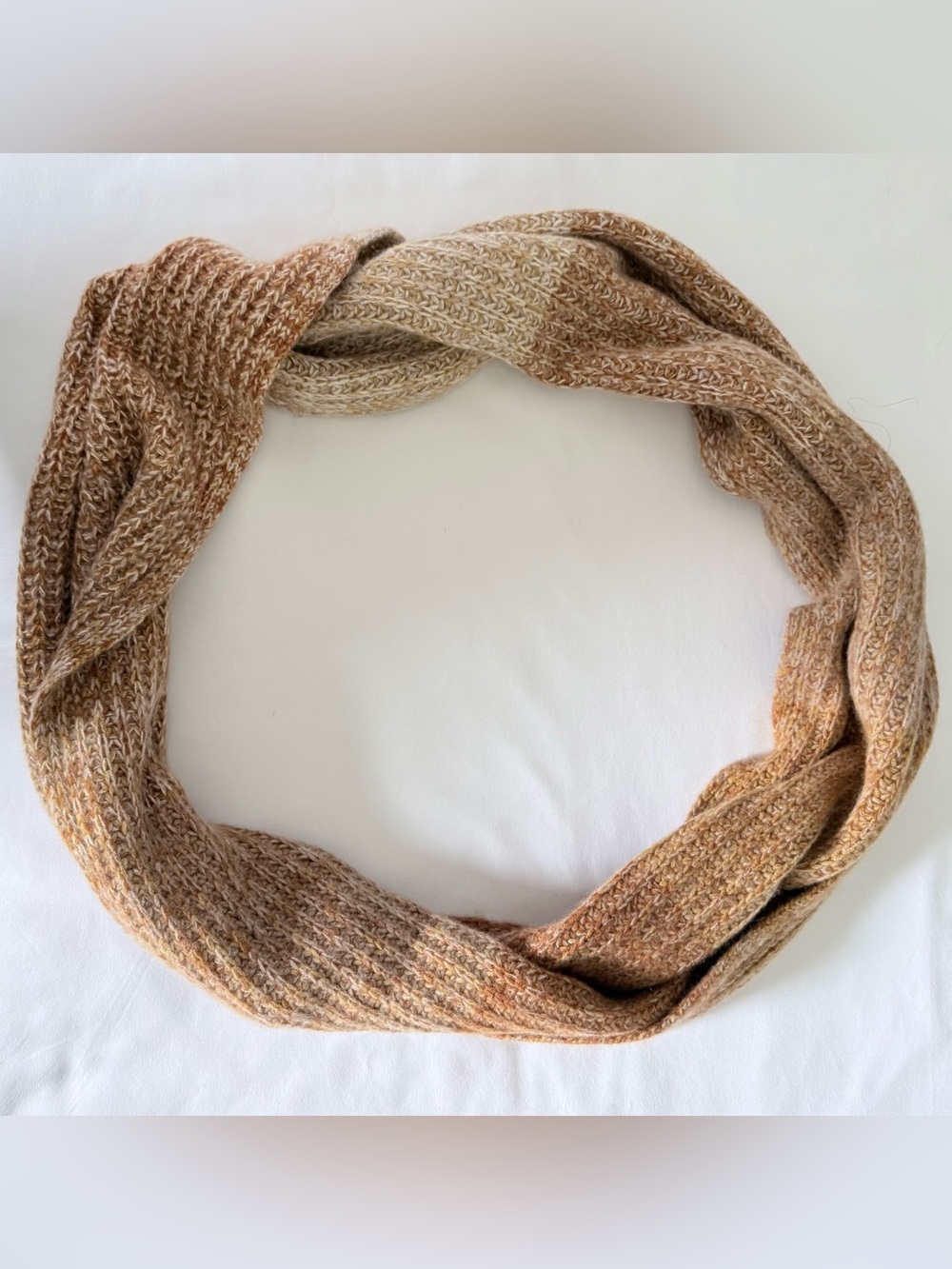 Halogen Two Tone Oatmeal Brown Knit Infinity Scarf
